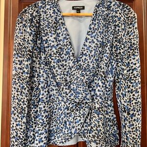 Express Blue and Black Patterned Blouse